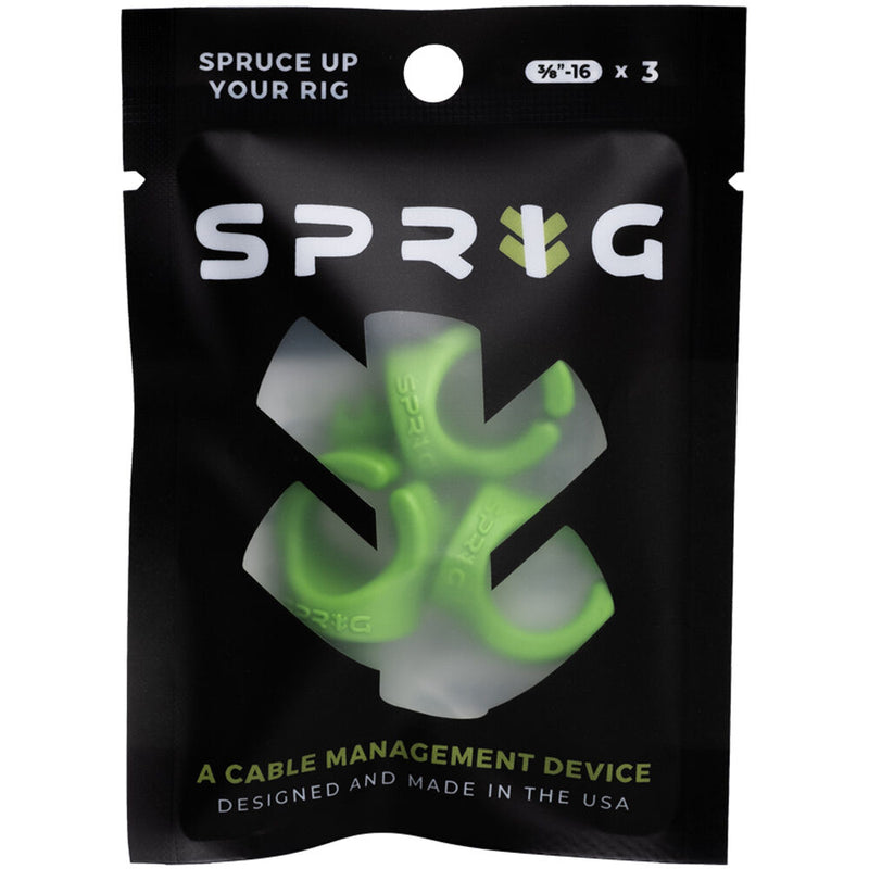 Sprig Big Cable Management Device for 3/8"-16 Threaded Holes (Green, 3-Pack)