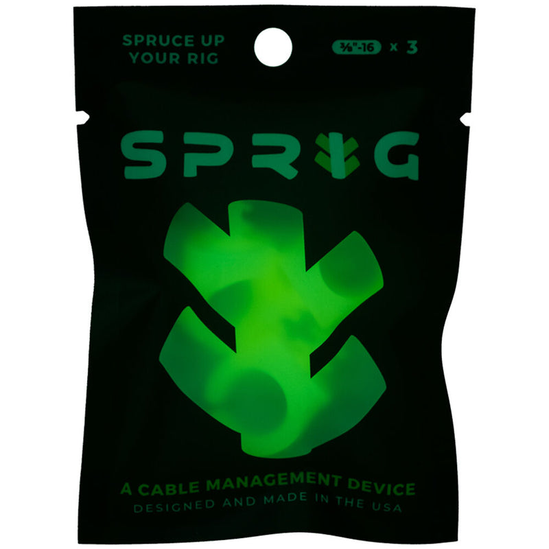 Sprig Big Cable Management Device for 3/8"-16 Threaded Holes (Glow in the Dark, 3-Pack)