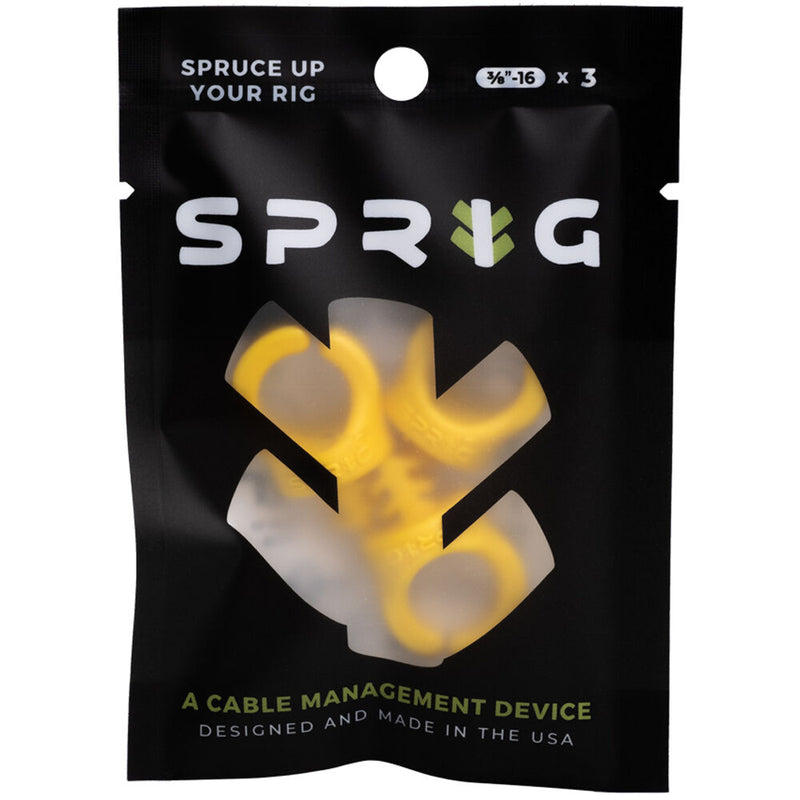 Sprig Big Cable Management Device for 3/8"-16 Threaded Holes (Yellow, 3-Pack)