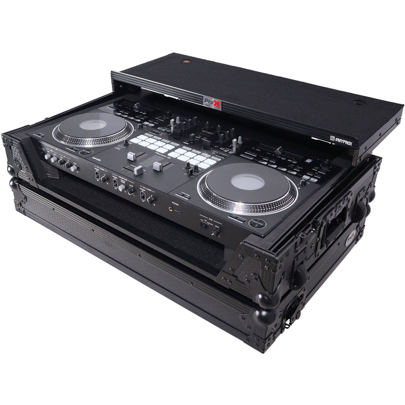 ProX Flight Case for Pioneer DDJ-REV7 Case Black On Black with Sliding Laptop Shelf with Wheels