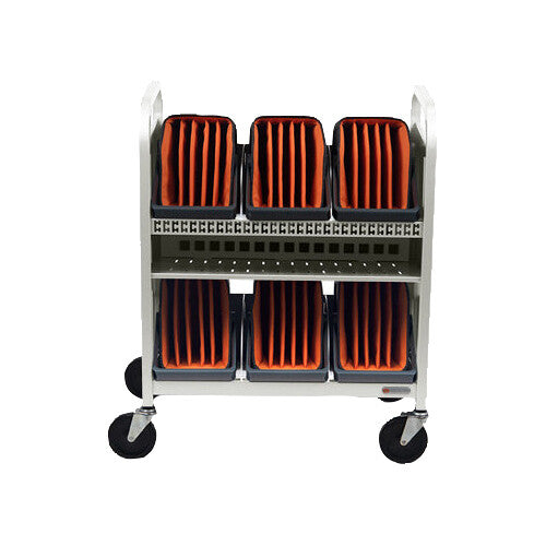 Bretford CUBE Transport Cart with Caddies (90&deg; AC Outlets, Concrete)