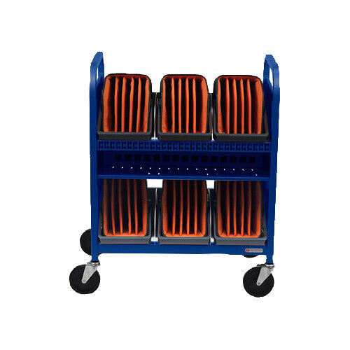 Bretford CUBE Transport Cart with Caddies (90&deg; AC Outlets, Royal Blue)