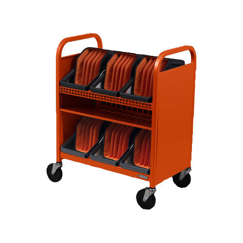 Bretford CUBE Transport Cart with Caddies (90&deg; AC Outlets, Tangerine)