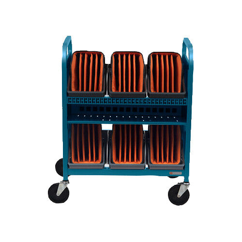 Bretford CUBE Transport Cart with Caddies (90&deg; AC Outlets, Topaz)