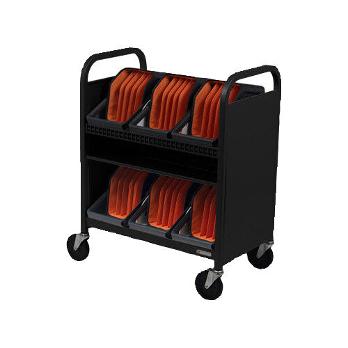 Bretford CUBE Transport Cart with Caddies (Standard AC Outlets, Black Pumice)