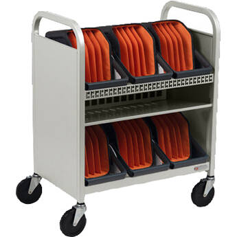 Bretford CUBE Transport Cart with Caddies (90&deg; AC Outlets, Concrete)