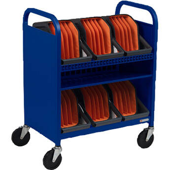 Bretford CUBE Transport Cart with Caddies (90&deg; AC Outlets, Royal Blue)