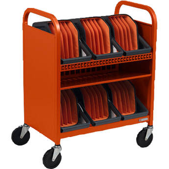 Bretford CUBE Transport Cart with Caddies (90&deg; AC Outlets, Tangerine)