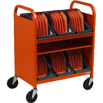 Bretford CUBE Transport Cart with Caddies (Standard AC Outlets, Tangerine)