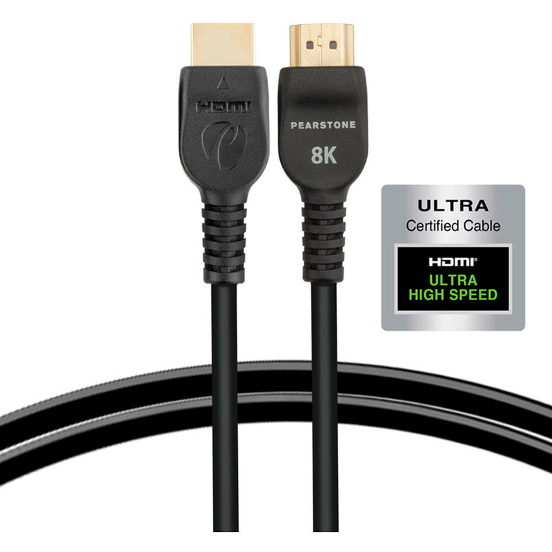 Pearstone HDA-8015 8K Ultra-High Speed HDMI Cable with Ethernet (Black, 1.5')