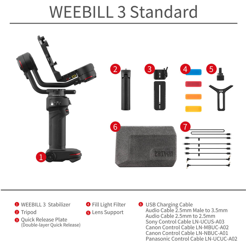 Zhiyun WEEBILL-3 Handheld Gimbal Stabilizer with Built-In Micophone and Fill Light