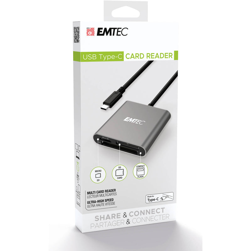 EMTEC 3-in-1 USB Type-C Card Reader