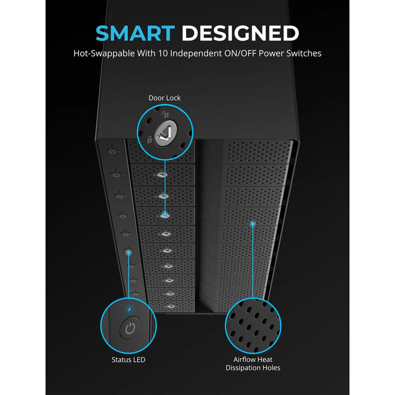 Sabrent USB Type-C 10-Bay 3.5" SATA III Hard Drive Tray-Less Docking Station