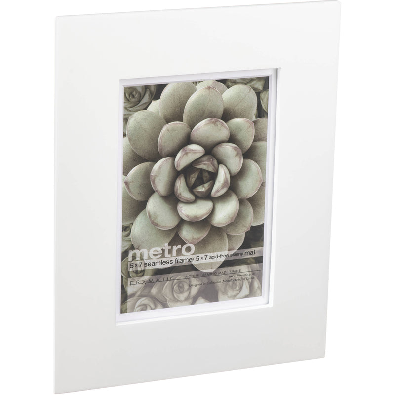 MCS Framatic Metro Frame with 5 x 7" Glass and 5 x 7" Skinny Mat (White)