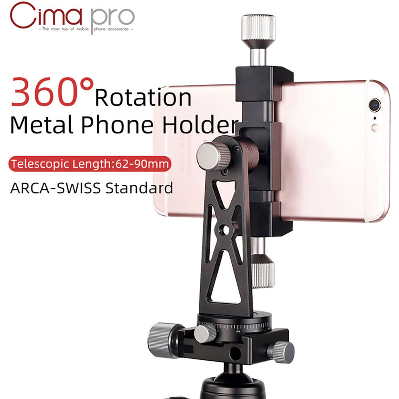 CimaPro CP-5 All-Metal Tripod Stand with Mobile Phone Holder