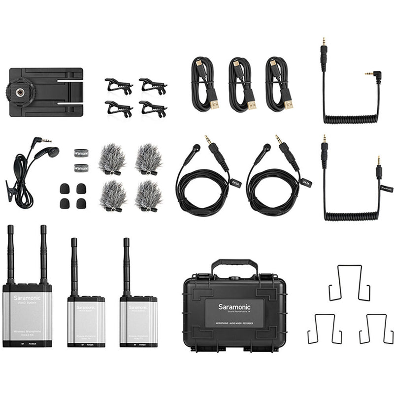 Saramonic Vlink2 Kit2 Camera-Mount 2-Person Wireless Omni Lavalier Microphone System with Talkback (2.4 GHz)