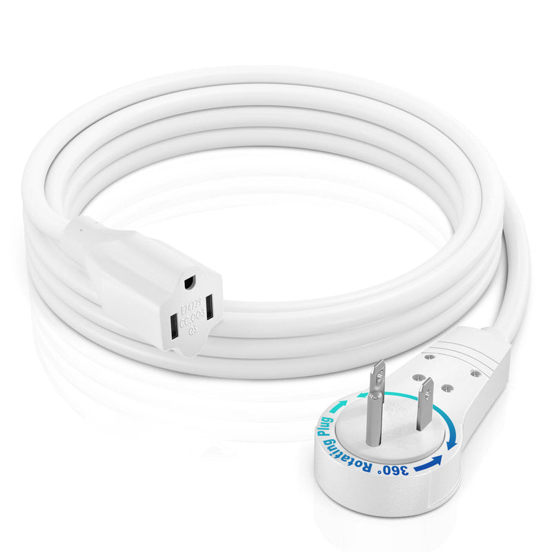 Maximm Cable 360&deg; Rotating Flat Plug 14 AWG Extension Cord (6', White)