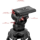 SHAPE Pro Video Carbon Fiber Tripod with 100mm Bowl & Fluid Head (45 lb Payload)