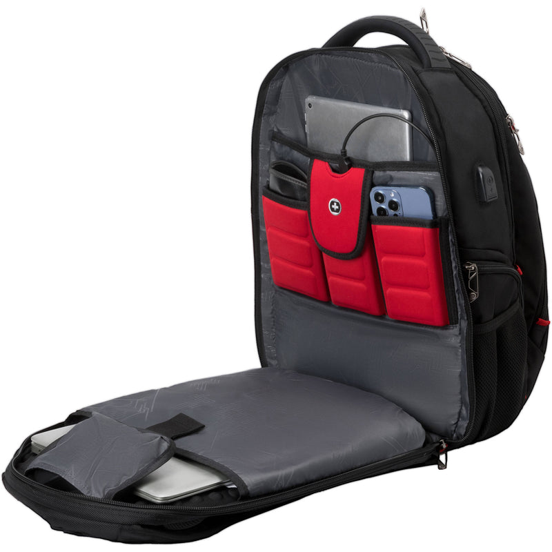 Swissdigital Circuit Antibacterial Backpack (Black and Red)