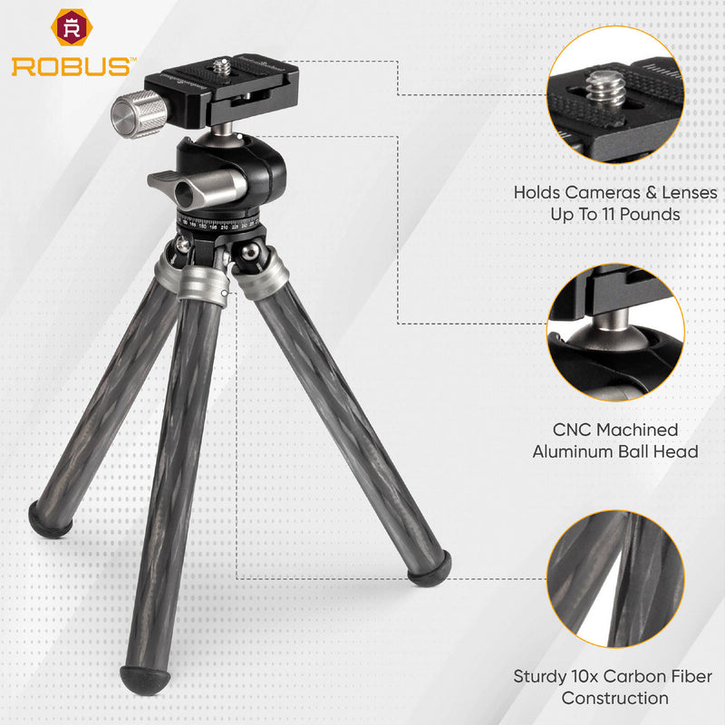 Robus RCTT-200 Carbon Fiber Tabletop Tripod with Ball Head