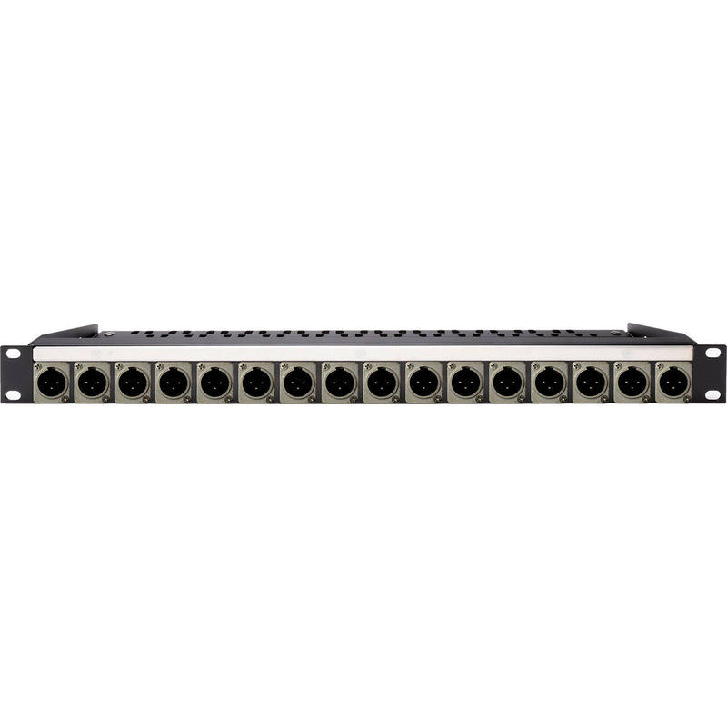 My Custom Shop 16-Port XLR Male Patch Panel with Neutrik NC3MD-L-1 and Rear Lacing Bar (1 RU)