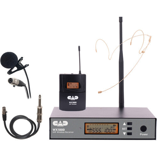 CAD WX1000BP Wireless Bodypack Microphone System with Lavalier, Headset, and Guitar Cable (510 to 570 MHz)