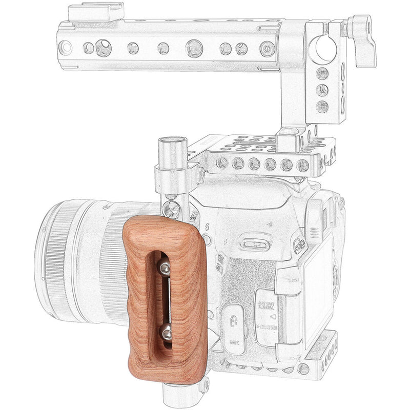 CAMVATE Wooden Handgrip with 1/4"-20 Mounting Groove for DSLR Camera Cage Kit (Left Side)