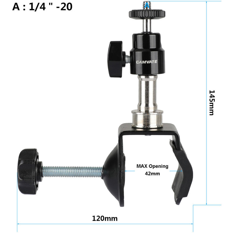 CAMVATE C-Clamp Lock-Grip Fixture with Ball Head and 1/4"-20 Adapter