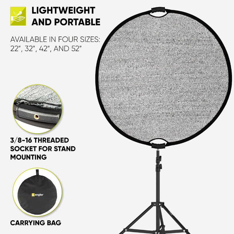 Angler Wind-Resistant Collapsible Reflector (Silver, 32")