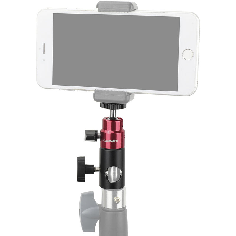 CAMVATE 5/8" Light Stand Head Adapter with Red 1/4"-20 Ball Head