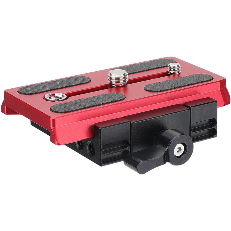 CAMVATE Manfrotto-Type Quick Release Plate with Clamp Baseplate (Red)