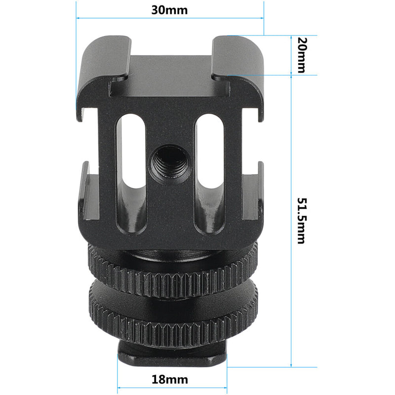 CAMVATE 3-Way Cold Shoe Mount with Cold Shoe Mount Adapter