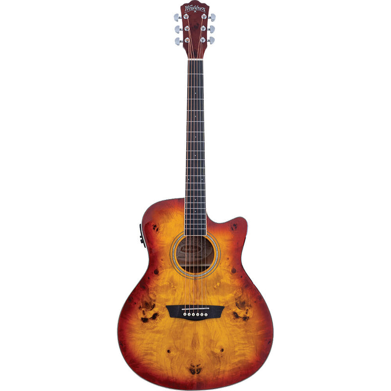 Washburn Deep Forest Burl ACE Acoustic/Electric Guitar (Amber Fade)