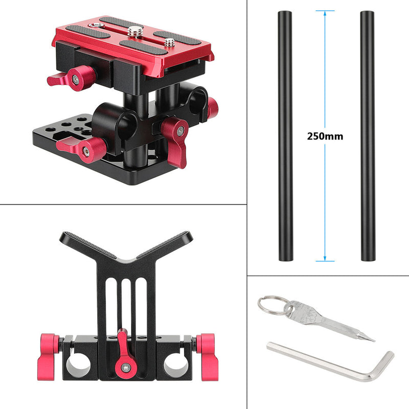 CAMVATE Universal Tripod Mount Rig with Manfrotto Quick Release Plate & Lens Support