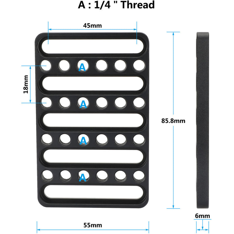 CAMVATE Cheese Plate with 1/4"-20 Threaded Holes (Rectangle)