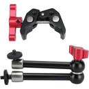 CAMVATE Universal Super Crab Clamp and 10" Articulating Magic Arm Bundle (Black Body)