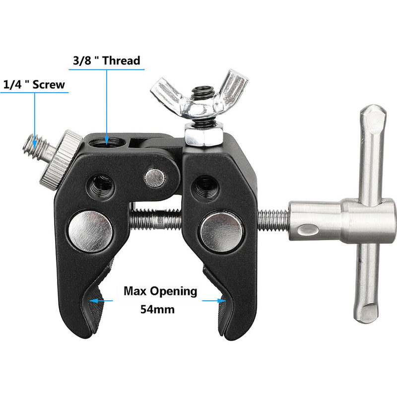 CAMVATE Universal Super Clamp with 1/4"-20 Screw Adapter & 1/4"-20 Wing Nut