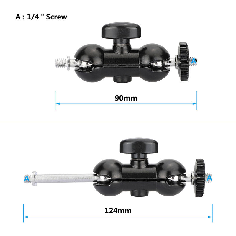 CAMVATE Mini Dual Ball Head Arm with Extended 1/4"-20 Screw