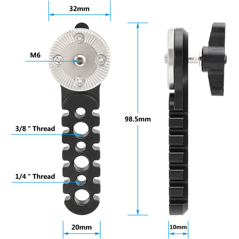 CAMVATE Extension Arm with Single ARRI Rosette and M6 Thumbscrew (Black Knob)