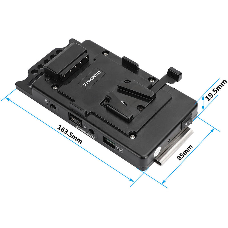 CAMVATE V-Mount Battery Plate Power Supply Splitter with Cables and Belt Clip