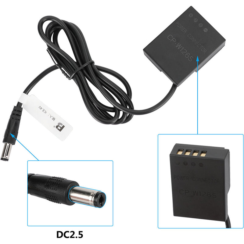 CAMVATE NP-W126S Dummy Battery to 2.5mm DC Cable (40")