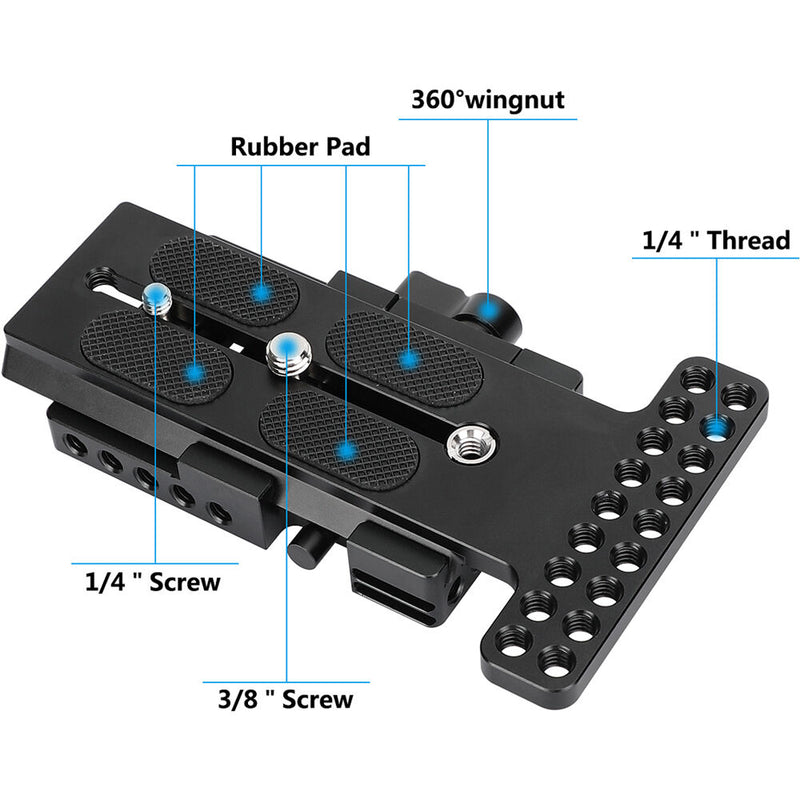 CAMVATE Manfrotto-Type Sliding Quick Release Camera Plate with 1/4"-20 Threads and Clamp Base