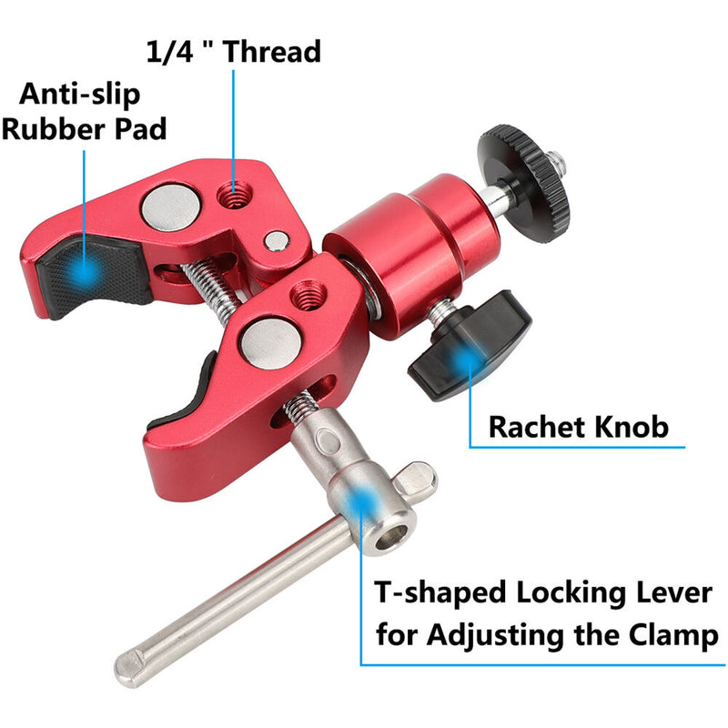 CAMVATE Crab Clamp with 360&deg; Mini Ball Head