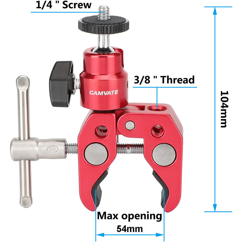 CAMVATE Crab Clamp with 360&deg; Mini Ball Head