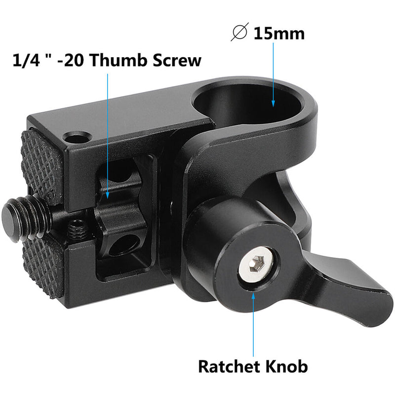 CAMVATE 15mm Single Rod Clamp with 1/4"-20 Thumbscrew Mount