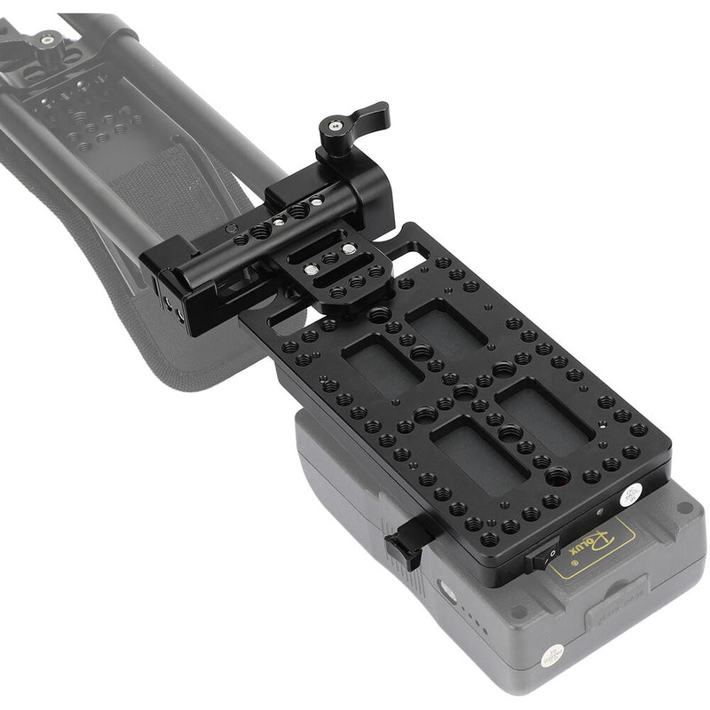 CAMVATE V-Mount Battery Plate Power Supply Splitter with Tilt-Adjustable 15mm Rod Mount