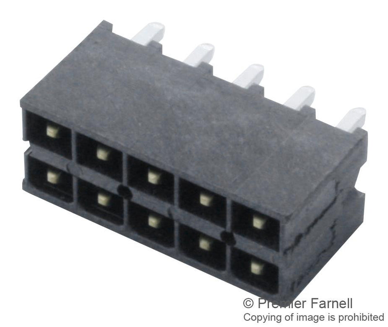 SAMTEC IPT1-105-01-S-D Board-To-Board Connector, 2.54 mm, 10 Contacts, Header, IPT1 Series, Through Hole, 2 Rows