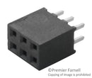 SAMTEC SQT-103-01-L-D Board-To-Board Connector, Vertical, 2 mm, 6 Contacts, Receptacle, SQT Series, Through Hole, 2 Rows