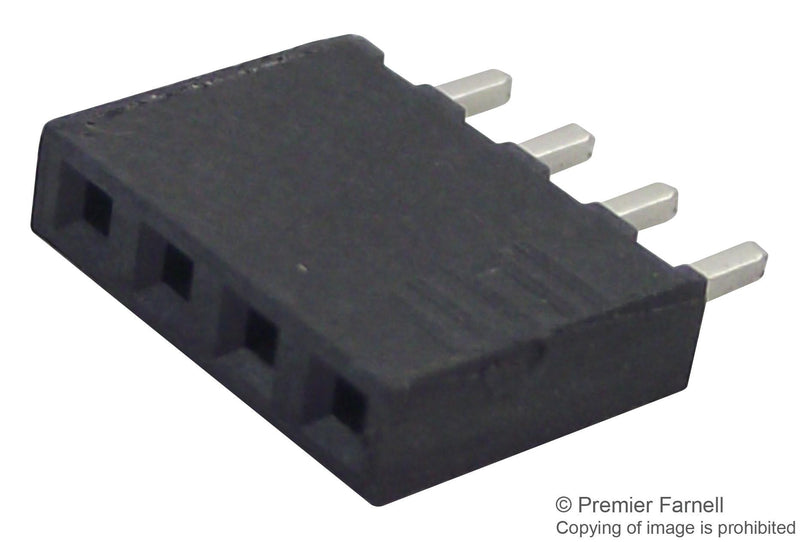 SAMTEC SQT-104-01-L-S Board-To-Board Connector, Vertical, 2 mm, 4 Contacts, Receptacle, SQT Series, Through Hole, 1 Rows