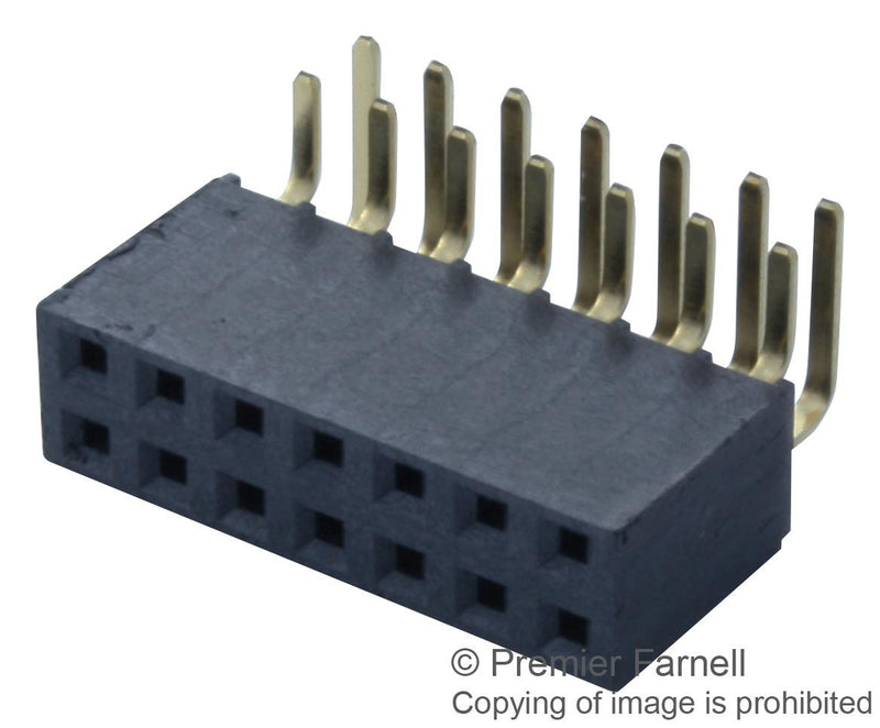 SAMTEC SSW-107-02-G-D-RA Board-To-Board Connector, Right Angle, 2.54 mm, 14 Contacts, Receptacle, SSW Series, Through Hole